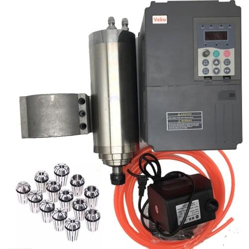 380V 3KW 4HP 24000rpm ER20 1-13mm Water Cooled AC Spindle Motor 4KW VFD Spindle Inverter Pump 100mm Clamp ER20 Collet Kit