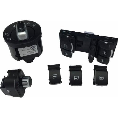 6 Pcs for Golf MK5 MK6 Tiguan Passat B6 B7 CC Chrome Auto Headlight Window Wing Mirror Switch 5ND 941 431 B 5ND 959 857