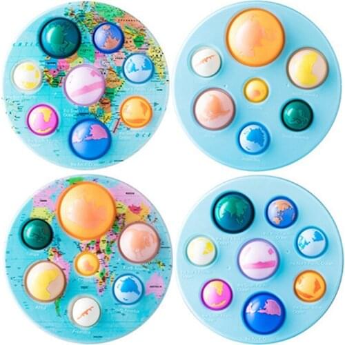 7 Oceans 8 Continents Bubble Fidget Toys Creative Earth Ocean Continent Press Fidget Stress Reliever Toys for Kids Adults