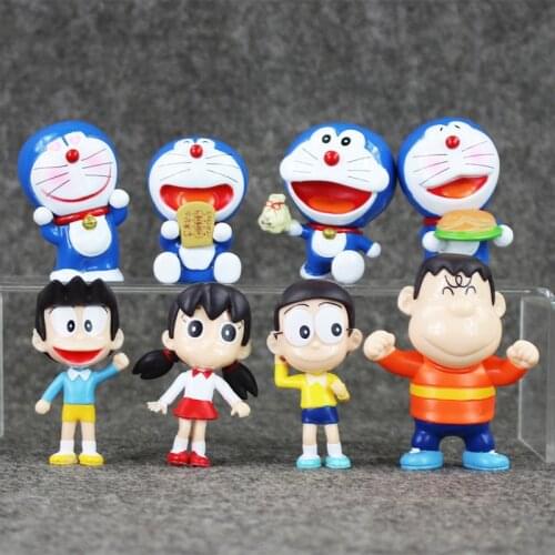 8Pcs/set New Hot Japan Anime Doraemon Mini PVC Action Figures Dolls Collection Model Toys for Kids 5-7cm