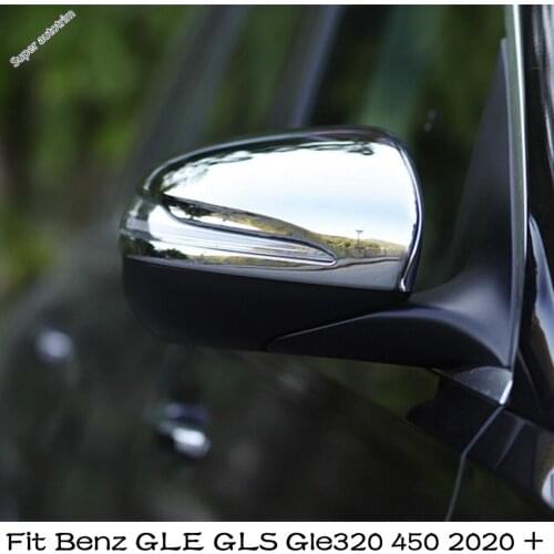 Lapetus ABS Accessories Fit For Mercedes-Benz GLE GLS Gle320 450 2020 2021 Rearview Mirror Cover Trim Shiny / Carbon Fiber Look