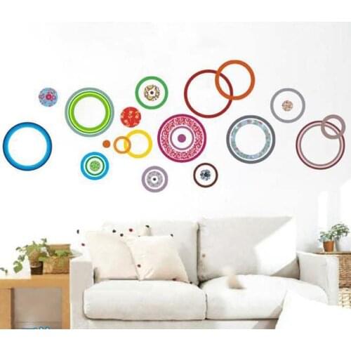 Free Shipping 60*90CM Hot Selling Colorful Circles DIY 3D Removable PVC Wall Sticker/Art Home Decoration Adhesive Sticker