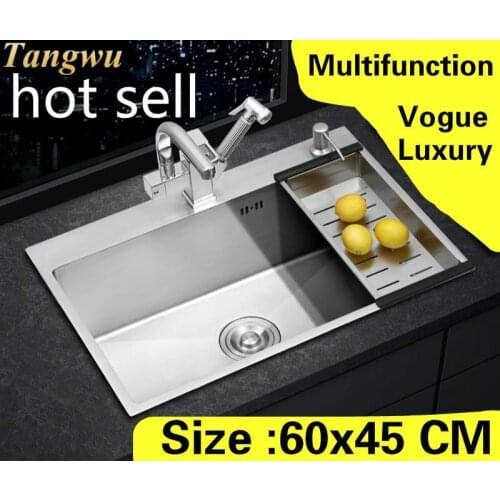 Free shipping Apartment wash vegetables kitchen manual sink single trough luxury durable 304 stainless steel hot sell 60x45 CM