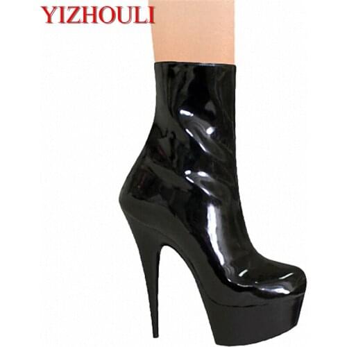 Classics Black 15cm Platforms Boots High Heel Shoes, Pole Dance / Model Shoes, 6 Inch Ankle Boots, Sexy