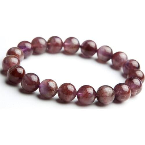 Genuine 10mm Natural Auralite 23 Bracelets Women Men Stretch Crystal Round Bead Fashion Jewelry Bracelet