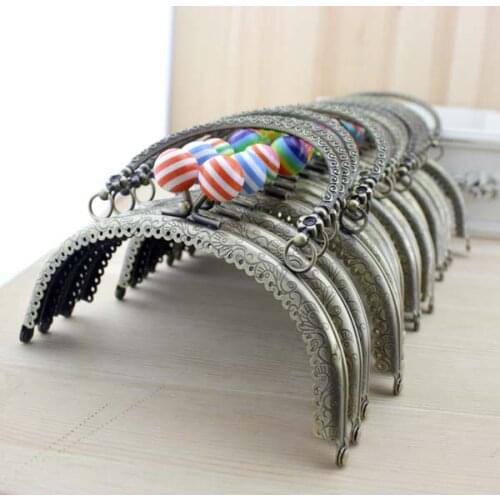 C48 bronze semicircle shape colorful beads handle 16cm Metal purse frame DIY handmade Metal-opening Bags