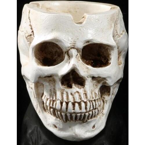 Skull Resin Ashtray Home Ornament Decor Anti-slip Crafts Smokeless Ashtray Cigarette Holder Halloween Decorative Supplies