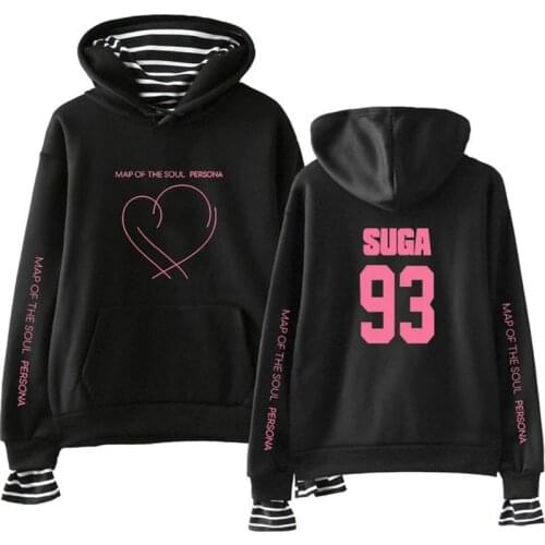 JIMIN J-HOPE Jun KOOK SUGA Fake Two Pieces Hoodies Sweatshirts Women/MenKpop Soul Map Person Bangtan Boys Hit Hop Streetwear