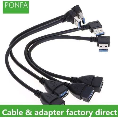USB 3.0 Cable Extension Male to Female Cable 90 Angle Up & Down & Right & Left Cord