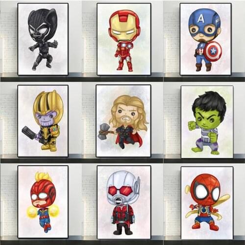 Cartoon Marvel Avengers Superhero Canvas Painting Posters and Prints Wall Art Birthday Gift Boys Kids Room Bedroom Home Decor