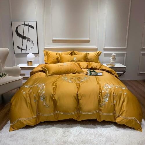 100% cotton Bedding sets Queen King size flowers embroidery Bed Duvet cover with filling Bed sheets/rubber fitted sheet linen