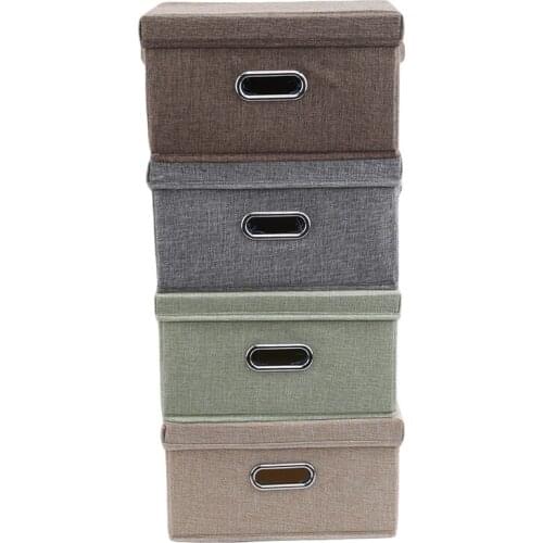 Large Cotton Linen Fabric Folding Storage Box Kids Toy Organizer Handles For Home Closet Bedroom Drawers Organizers Container