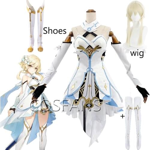 Game Genshin Impact Traveler Lumine Cosplay Costume Original Version Uniform Halloween Women men Costumes Full Set And wig