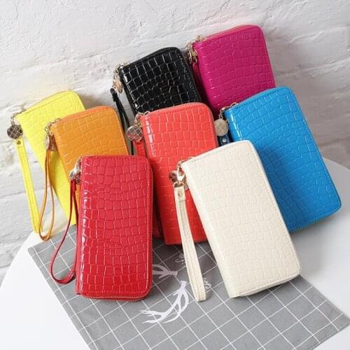 Double Zipper Wallet Bag For Women Female PU Leather Long Phone Card Holder Coin Pocket Clutch Purses Money Bags Fashion Handbag