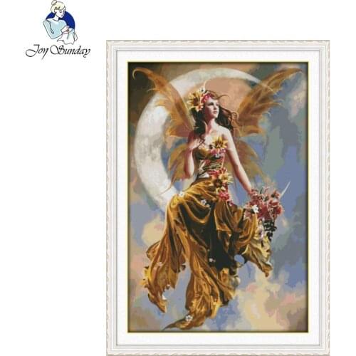 Joy Sunday figure style The moon fairy Counted Cross Stitch Kits 11ct and 14ct for Hand Needlework Embroidery Cross-stitch