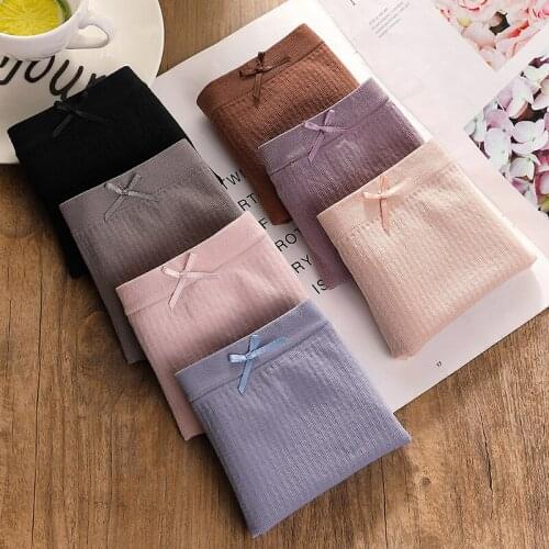 New Four Seasons Modal Underwear Ladies Mid Waist Seamless Graphene Antibacterial Cotton Crotch Lace Trim Briefs