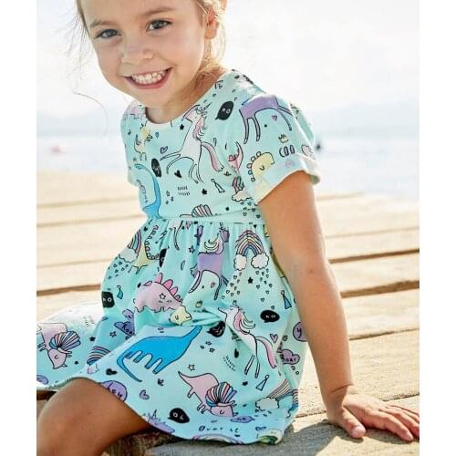 Summer New Princess Girl Dress kids Dinosaur Pattern Girl Dress Children Clothing dress (18M-6T)