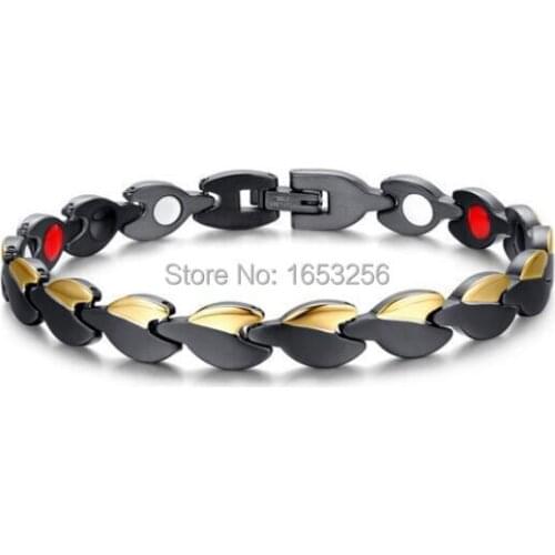 New Fashion Gold Black 316L stainless steel Magnetic Therapy health care bangle Women Men germanium Hologram Bracelet 8.26