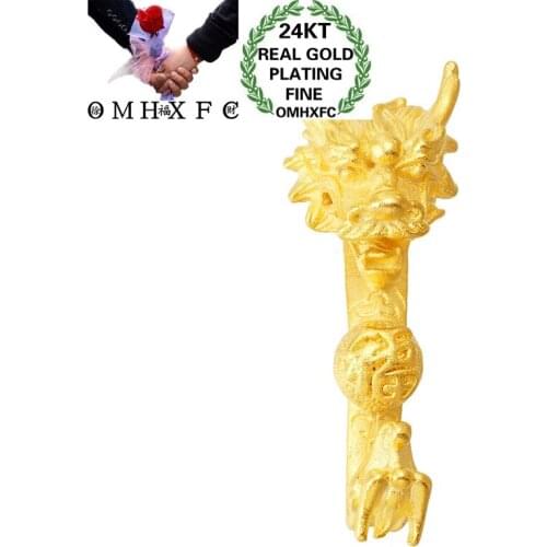 OMHXFC Wholesale PN445 European Fashion Fine Woman Man Party Birthday Wedding Gift Vintage Dragon Head 24KT Gold DIY Charm Beads
