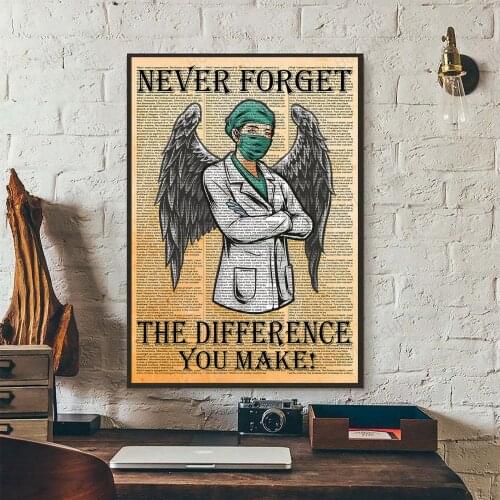 Nurse Poster - Never Forget The Difference You Make, Nursing Art Print, Nurse Office Decor, Nurse Appreciation Wall Art, Gift
