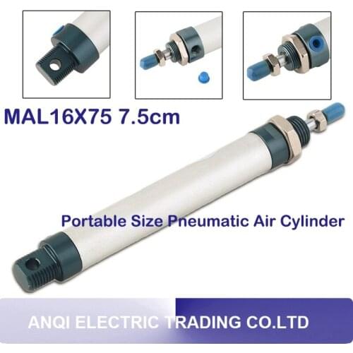 MAL16X75 7.5cm Stroke Portable Size Fittings Pneumatic Air Cylinder With Self-lubricating Bearing Start Motor Capacitor Anillos