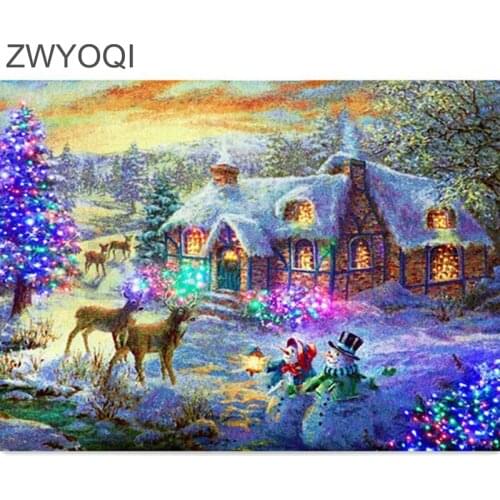 Full Square Diamond painting Cross stitch Snowman deer tree Full Round Diamond mosaic Snowman deer tree 5DDIY Diamond embroidery