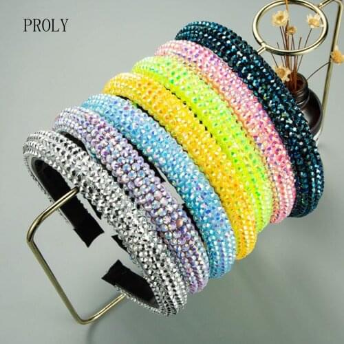 PROLY New Fashion Women Hairband Shining Baroque Headband Rhinestone Paved Non-slip Teeth Headwear Hair Accessories Adult