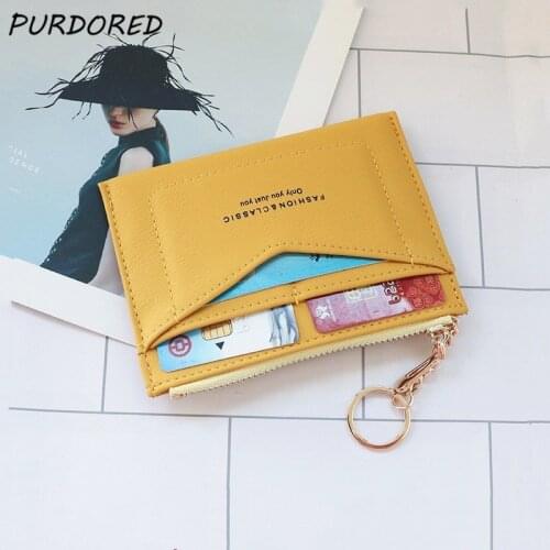 PURDORED 1 Pc Women Slim Card Holder Soft Leather Business Credit Card Case Women Bank Cardholder Female Slim Minimalist Wallet