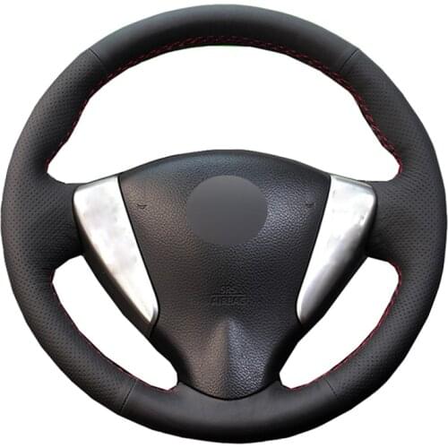 Hand Sewing Car Steering Wheel Cover Wrap Cow Leather Suede For Nissan Note 2013-2017 Serena 2012-2016 Bluebird Sylphy (RU)