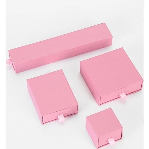 12 Pieces/Lot High Quality Pink Jewelry Box Kraft Paper Favour Bulk Gift Display Boxes Bag Necklace Bracelet Box
