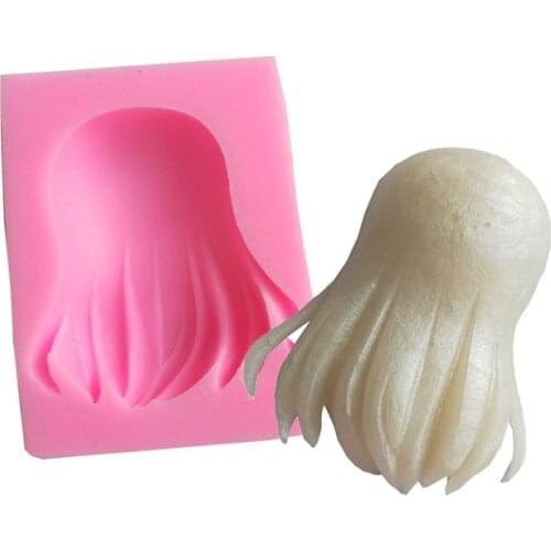 Girl Hair Chocolate Silicone Mold Fondant Cake Molds Ice Cube Candy Pastry Mould Biscuits Baking Cake Decoration Tools Clay Soap