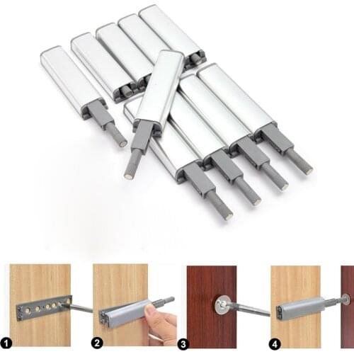 10pcs Door Stopper Cabinet Catches Stainless Steel Push To Open Touch Damper Buffers Soft Quiet Closer Magnetic Hardware