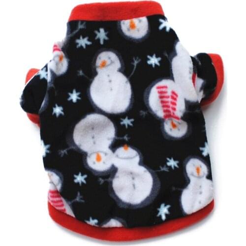 Warm Fleece Pet Dog Clothes Cute Snowman Owl Printed Pet Coat Puppy Dogs Shirt Jacket Christmas Hats Pullover Pet Dog Clothing