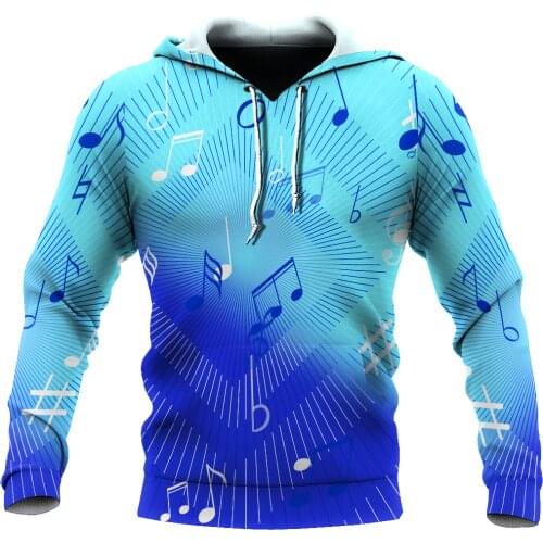 3D Printed Hoodie Music Note 3D All Over Printes For Men/Women Sweatshirt Spring/Autumn Casual Pullover Zipper Unisex