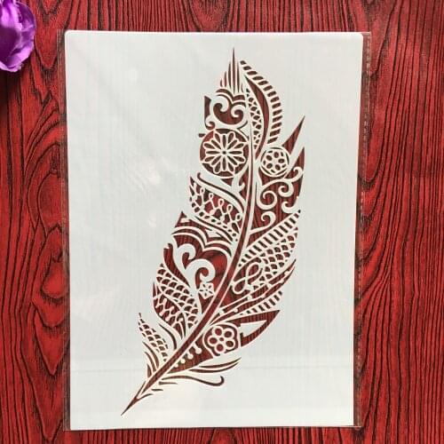 A4 29 * 21cm feather DIY Stencils Wall Painting Scrapbook Coloring Embossing Album Decorative Paper Card Template,wall