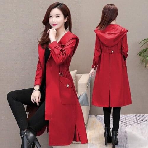 2020 New Women Trench long Section Solid color Coat Light weight Casual ladys Windbreak Collection