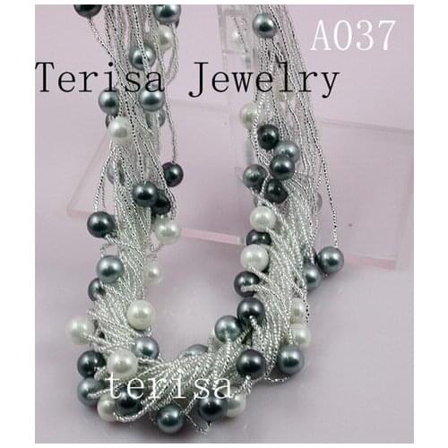 Unique Pearls jewellery Store 8mm Multicolor Sea Shell Pearl Necklace 24 rows Magnet Clasp Perfect Birthday Women Gift A37