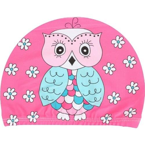 Children Baby Swimming Cap Cute Cartoon Animal Prints Waterproof Protect Ears Soft Polyester Lightweight Unisex Swim Accessory