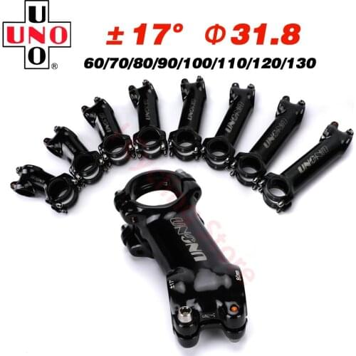 UNO Bicycle Stem Mountain Road Bike Stem 31.8 Ultralight 17 Degree Handlebar Riser 60/70/80/90/100/110/120/130mm Bike Stems