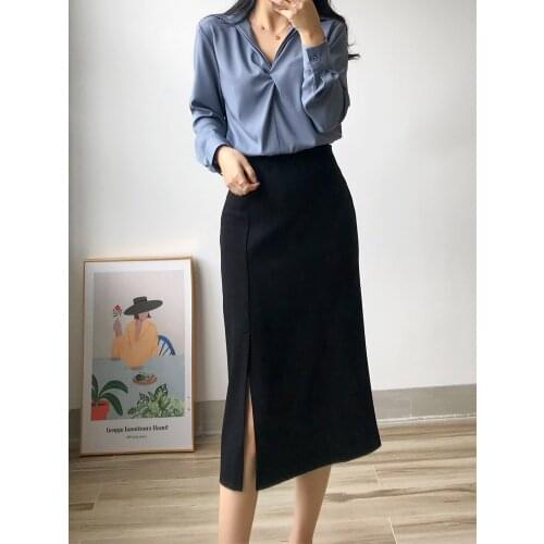 High Waist Skirt Long Split Straight Leg Feminine Temperament Elegant Self-cultivation Professional One-step Hip Skirt