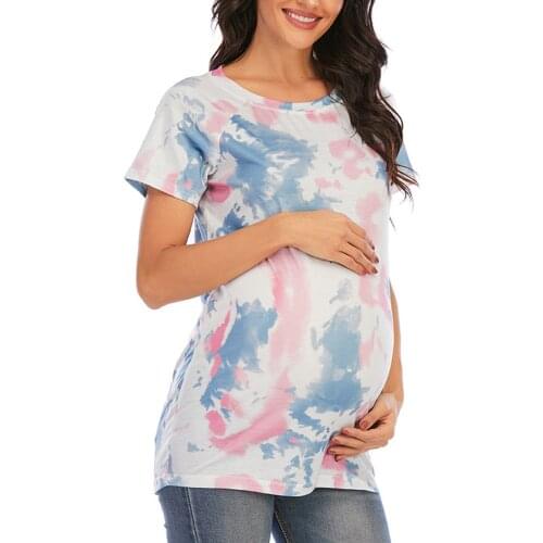Women Pregnancy T-Shirt Tie-Dye Tops Blouse Casual Clothes Maternity Tops Maternity Comfy Breastfeeding T-Shirt Clothes