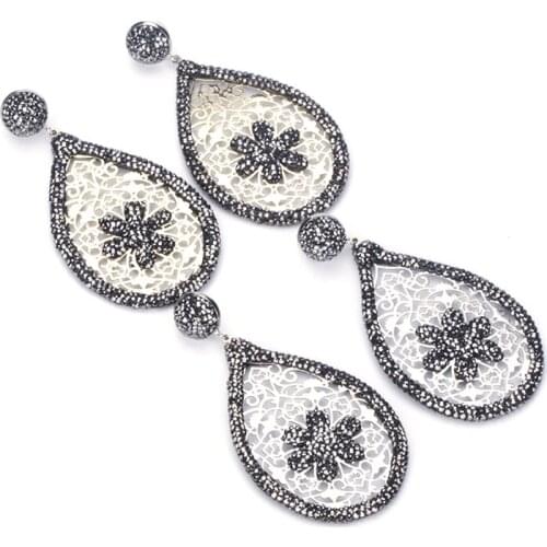 New Arrival Pattern Leaf Freshwater Pearls Drop Dangle Earrings For Women Wholesale Pave Setting Charm Femanino Earring