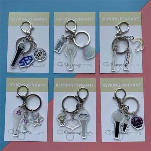 10pcs/lot Kpop ASTRO LOONA SF9 WJSN OH MY GIRL JUNGKOOK V JIMIN Support Lights Acrylic Keychain Keyring Pendant Fans Gift