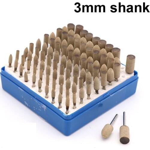 100pcs Sesame/cowhide/flint/wool/rubber Mounted Point Grinding Head for Mould Finish Polish Dremel Die Grinder Rotary Tools