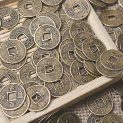 20/100PCS Chinese Ancient Feng Shui Lucky Coin Antique Wealth Money Collection Gift Good Fortune Dragon And Phoenix 10mm