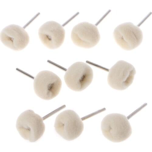 10Pcs Dremel Accessories 1/8" Shank Wool Polishing Head Grinding Jewelry Metals Wheels Felt Brushes for Rotary Tool Accessories