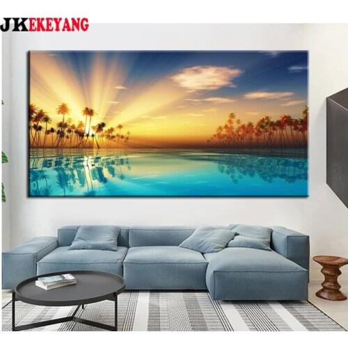 Large size diy 5D diamond painting Full drill Sunset by the sea diamond embroidery mosaic cross stitch Y4489