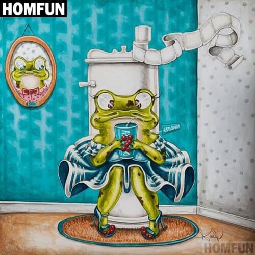 HOMFUN Full Square/Round Drill 5D DIY Diamond Painting "Frog toilet" 3D Embroidery Cross Stitch 5D Home Decor Gift A00614