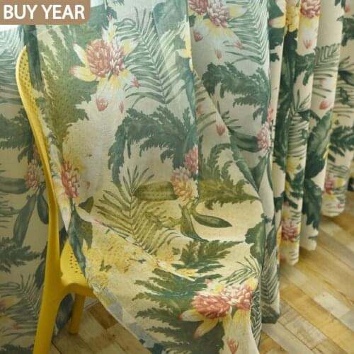 American Country Style Curtains for Living Room Tropical Rainforest Curtains Idyllic Half Shade Bedroom Plant Flower Curtains
