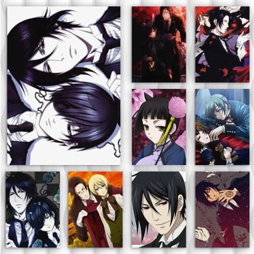WTQ Anime Posters Canvas Painting Black Butler Sebastian X Ciel Phantomhive Anime Manga Wall Art Picture Room Decor Home Decor